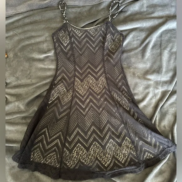 Audrey 3+1 Dresses | Black & Cream Crochet Tank Mini Dress | Color: Black/Cream | Size: S | Theshoefits's Closet